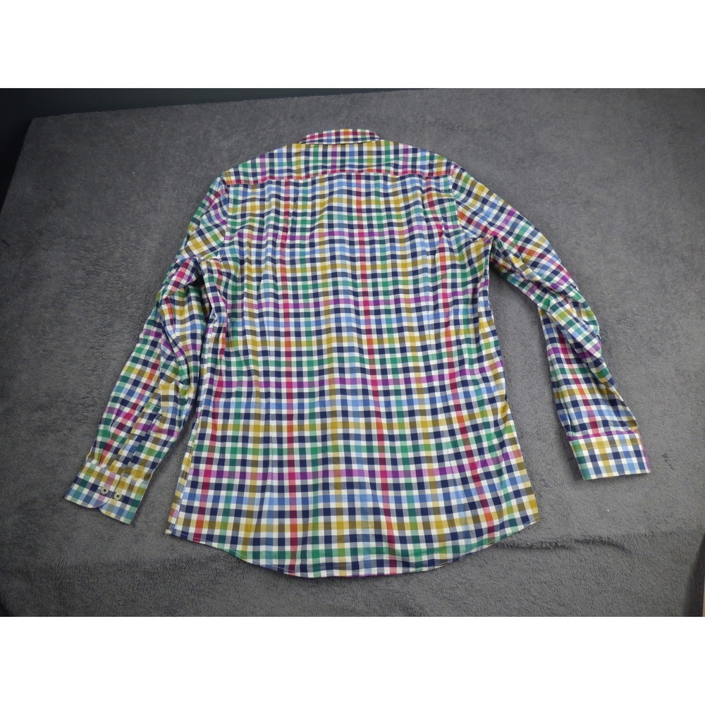 Soul of London Mens Multi Color Gingham Check Button Down Shirt Semi Fitted 16.5 - Picture 8 of 8